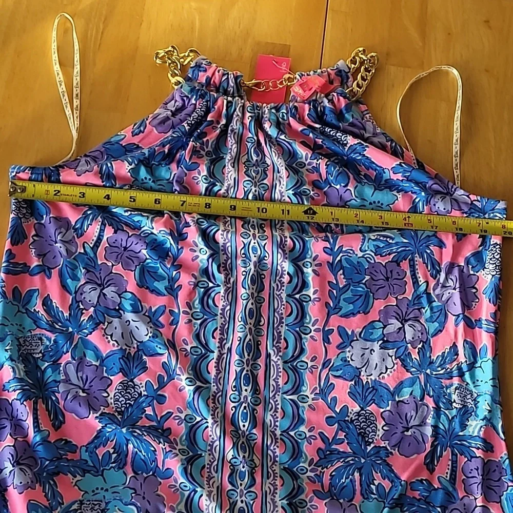 Lilly Pulitzer Bingham Midi Dress Soleil Pink Palm Parade Engineered - Picture 9 of 13